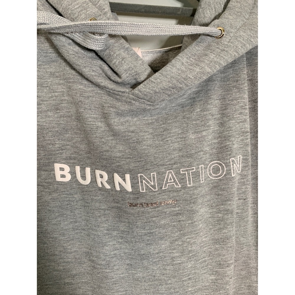 Burn Bootcamp Burn Nation Graphic Hoodie Sweatshirt Med Gray Long Sleeve Fleece - Picture 4 of 9